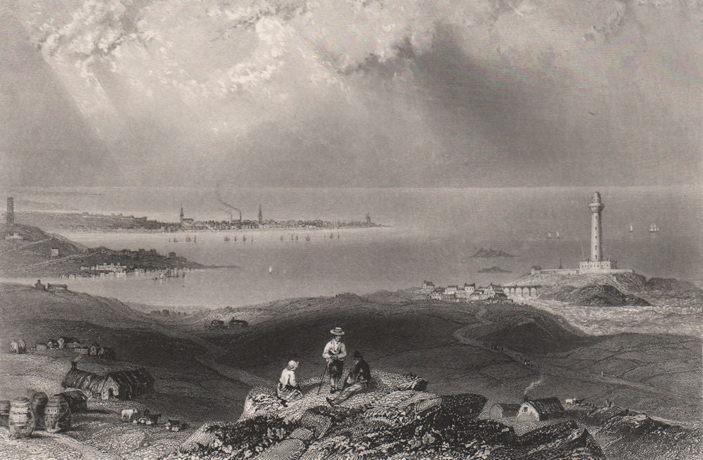 Peterhead, Aberdeenshire. Scotland. BARTLETT c1840 old antique print picture